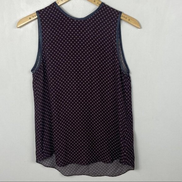Theory Silk and Lamb Leather Purple Sleeveless Blouse Shell Top Size P or XS - Picture 15 of 16